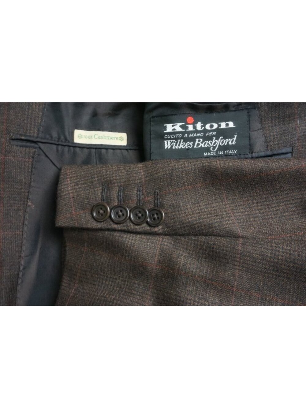 Kiton 100% Cashmere Brown Plaid Sport Coat Jacket Sz 48L